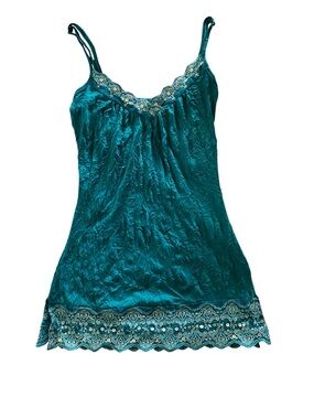 Vintage Y2K Fairy Top Cami Embroidered Sequin Whimsigoth Fairycore Crinkle Bling